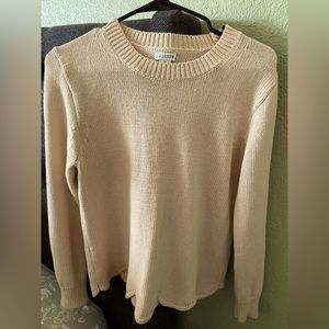J. Crew knitted, cream sweater with scalloped bottom detail